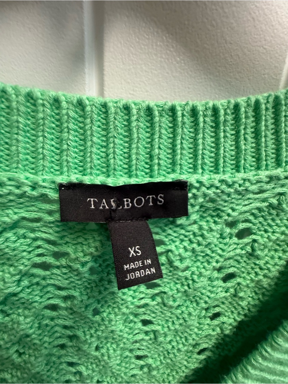 Talbots Green Cable Open Knit V-Neck 100% Cotton Sweater Women’s XS - Picture 9 of 12